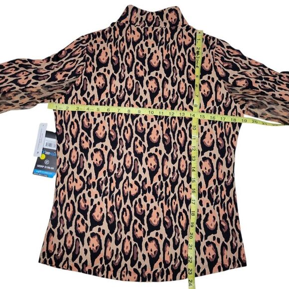 IBKUL Top Women Small Leopard Long Sleeve Mock Neck Golf Shirt UPF 50 Athleisure - Picture 8 of 11